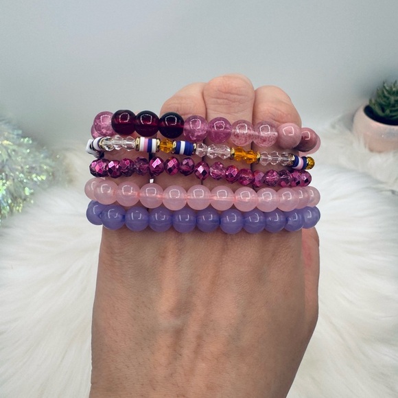 Better Everyday Beaded Bracelet Set - Pink and Purple - Picture 3 of 6